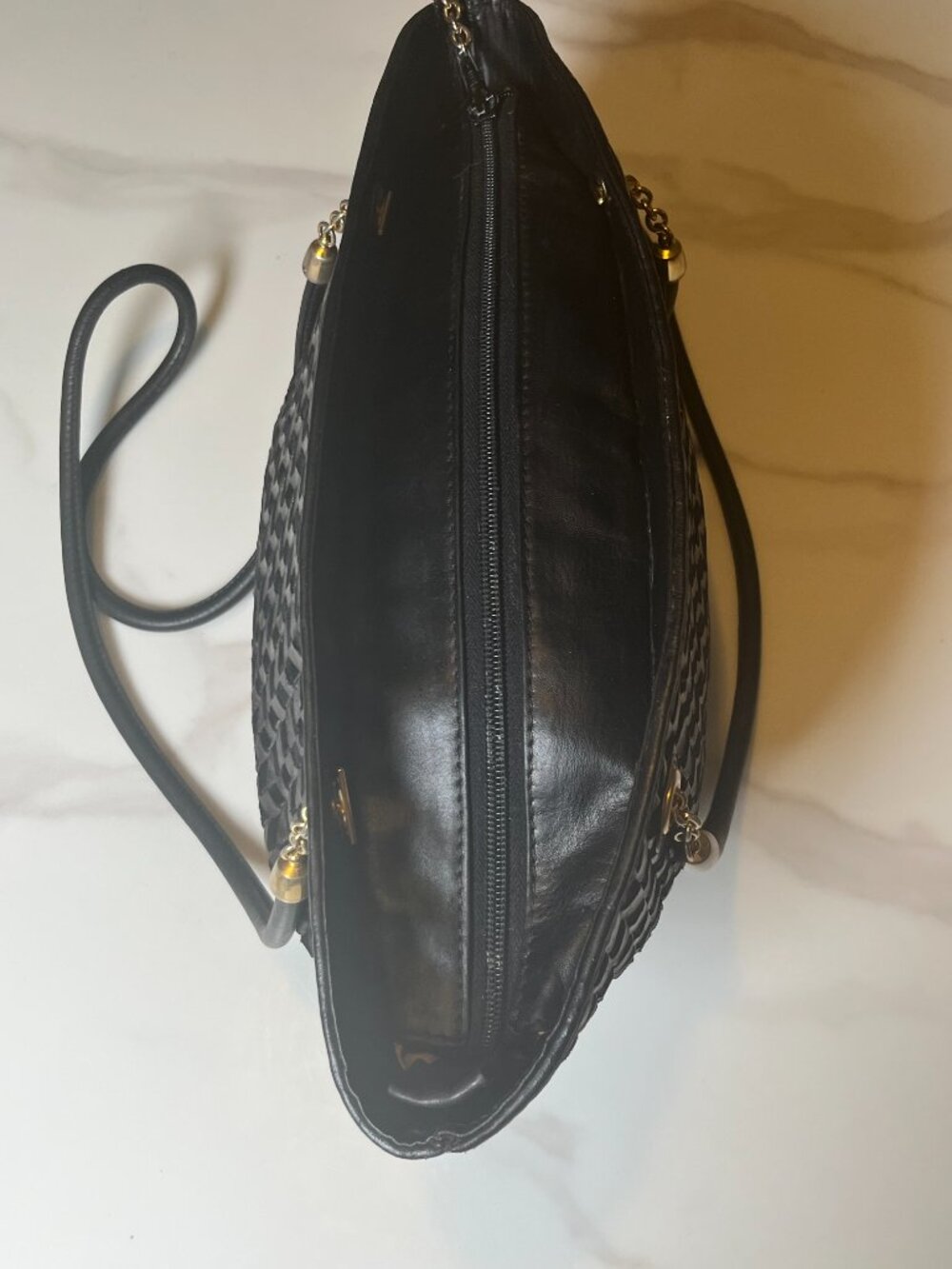 Vintage Bally Black Woven Suede & Leather Tote Bag - Picture 8 of 16